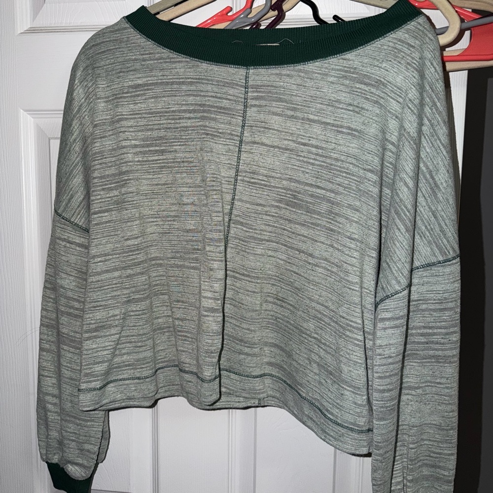 Altar'd State Green Striped Blouse